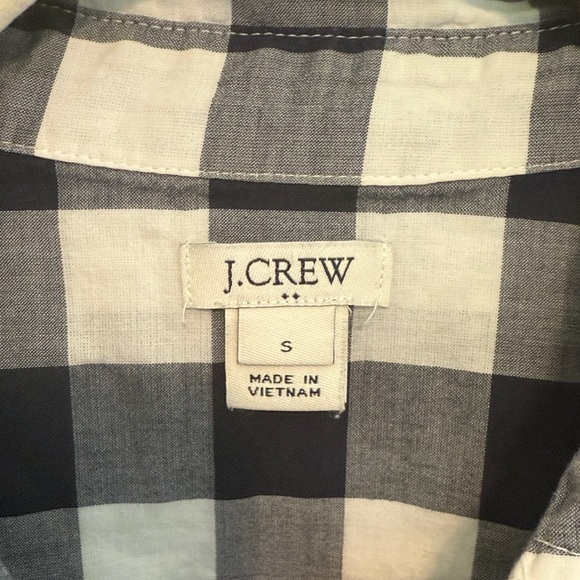 J. Crew Shirt Short Sleeve Navy and White Plaid  Small - Picture 3 of 5